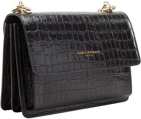 Isabel Bernard Crossbody bags Femme Forte Valerie Croco Black Calfskin Leather S in zwart