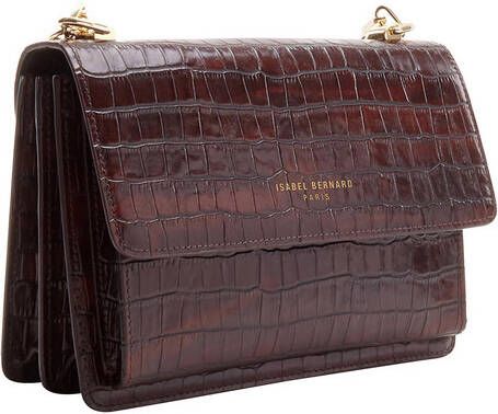 Isabel Bernard Crossbody bags Femme Forte Valerie Croco Brown Calfskin Leather S in bruin