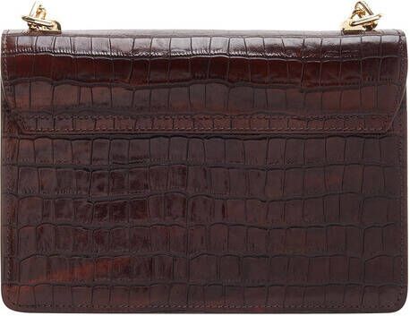 Isabel Bernard Crossbody bags Femme Forte Valerie Croco Brown Calfskin Leather S in bruin