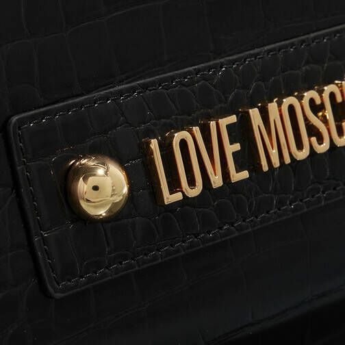 Love Moschino Shoppers Borsa Big Logo Croco Pu in zwart