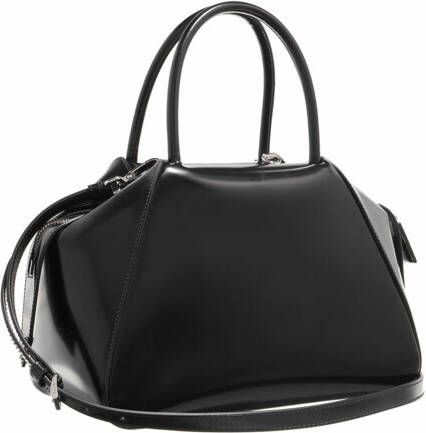 Prada Satchels Small Logo Handle Bag Leather in black