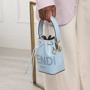 Fendi Bucket bags Mini Logo Bucket Bag Leather in blue