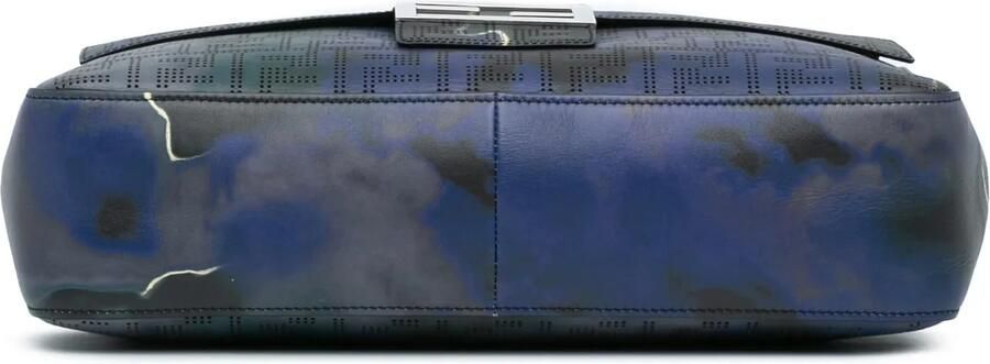 Fendi Hobo bags 2010-2024 Large Zucca Perforated Leather Baguette in blauw