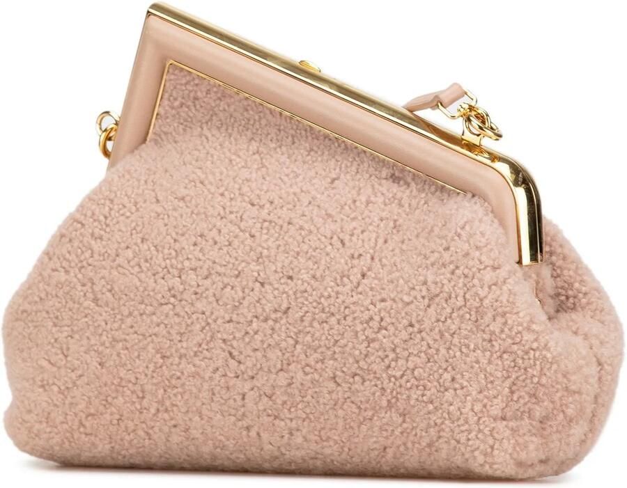 Fendi Hobo bags 2010-2024 Small Shearling First in poeder roze