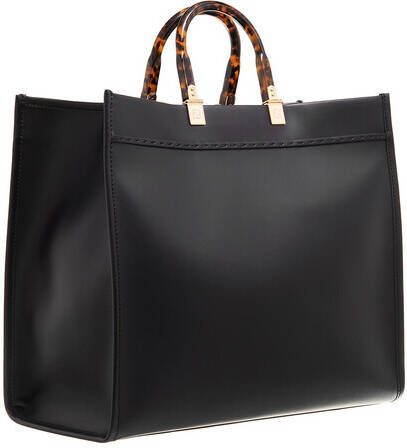 Fendi Shoppers Sunshine Logo Shopping Bag Leather in zwart