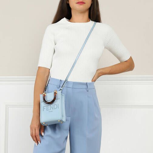Fendi Totes Mini Sunshine Logo Shopper in blue
