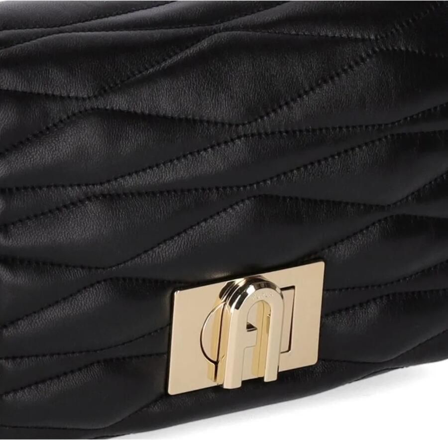 Furla Gewatteerde Zwarte Crossbody Tas met Draaislot Black Dames