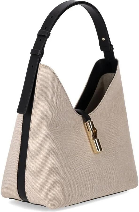 Furla Elegante stoffen tas met leren accenten Beige Dames - Foto 4