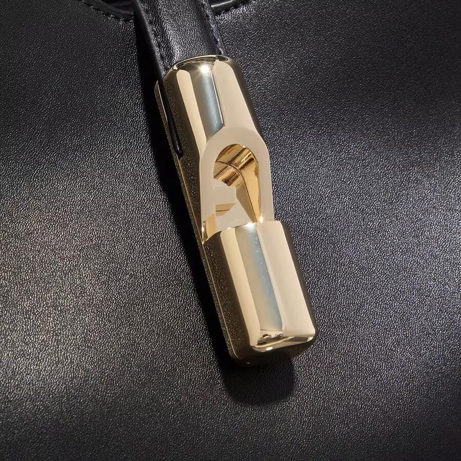 Furla Leren schoudertas met metalen logo Black Dames