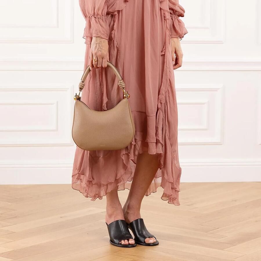 Furla Kameel Schoudertas met Gouden Rits Brown Dames - Foto 4