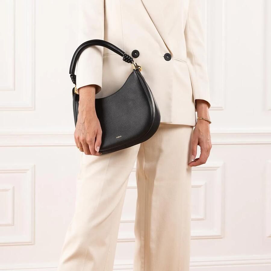 Furla Zwarte leren schoudertas met gouden rits Black Dames - Foto 4