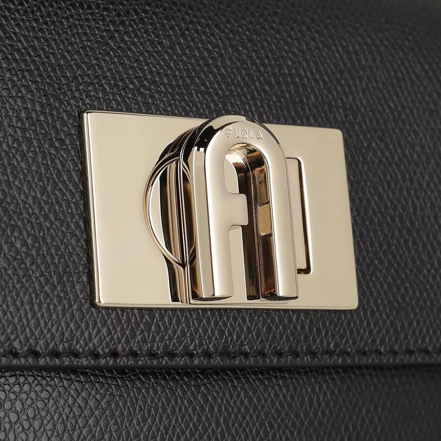 Furla Zwarte Leren Tas met Gouden Hardware Black Dames