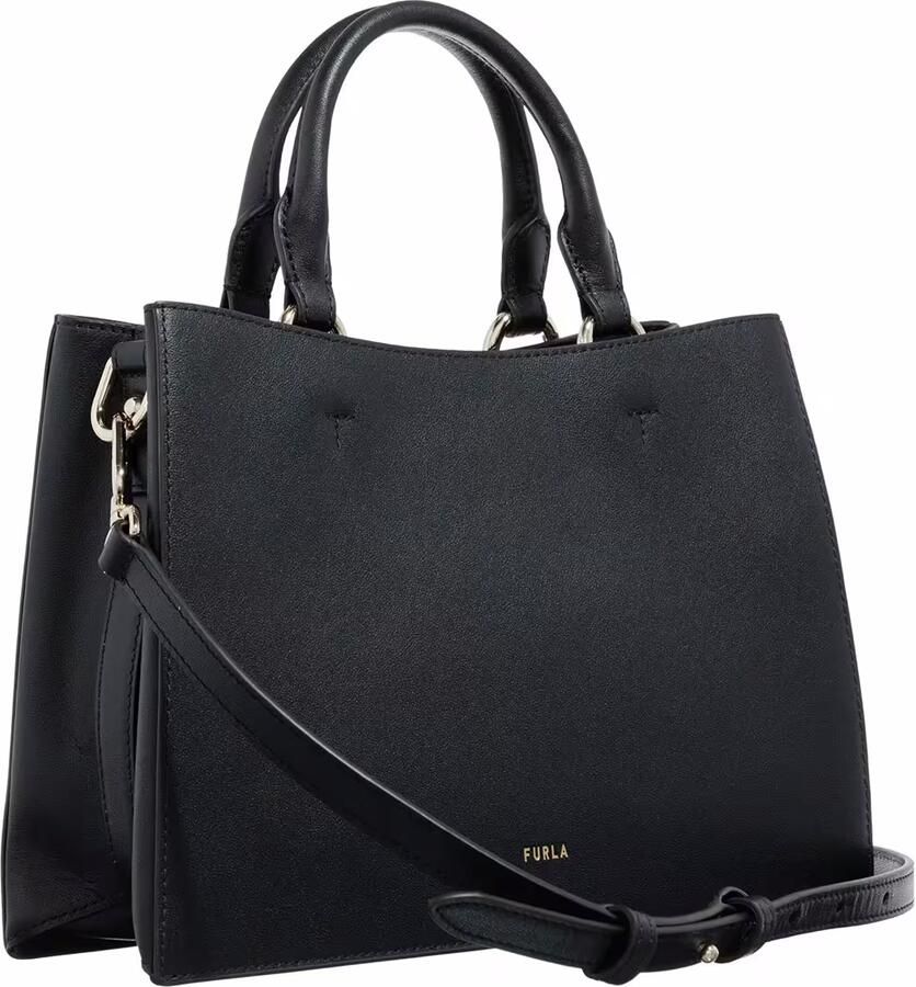 Furla Zwarte schoudertas met gouden details Black Dames