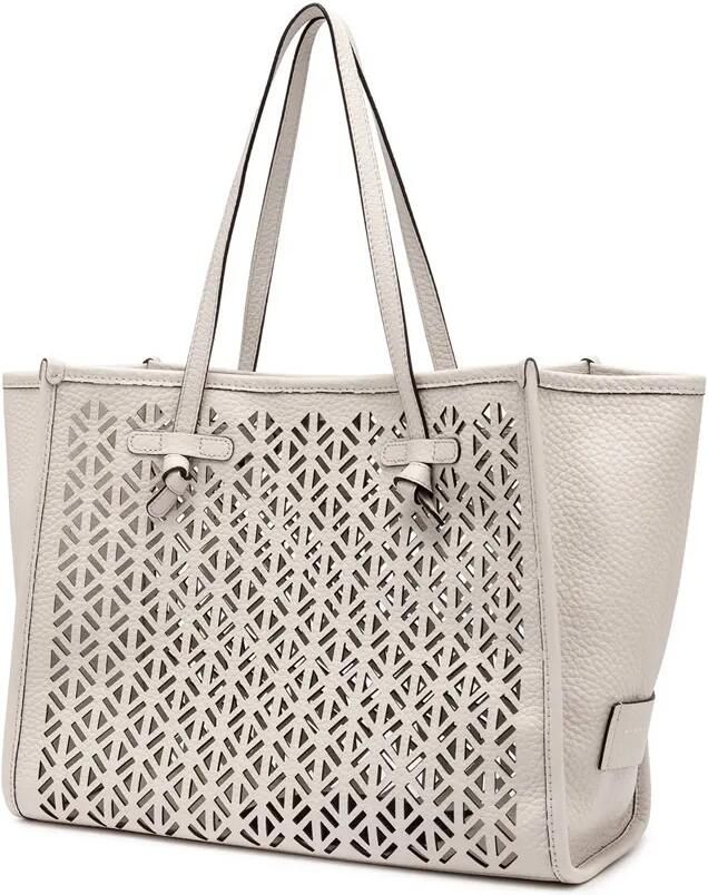 Gianni Chiarini Shoppers & Totes Marcella Perforated Double Bubble Leather Shoulder in beige