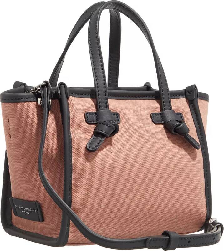 Gianni Chiarini Marcella Canvas Tas met Leren Rand en Ritssluiting Roze Dames