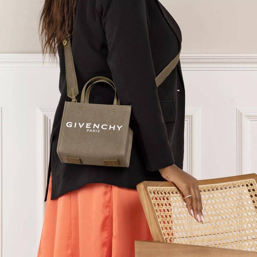 Givenchy Shoppers Mini G Tote Shopping Bag In Canvas in groen