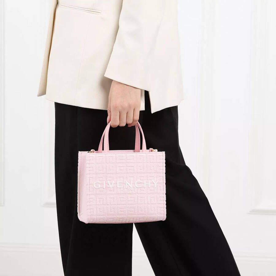 Givenchy Totes Mini G Tote Bag 4G Embroidered Canvas in poeder roze