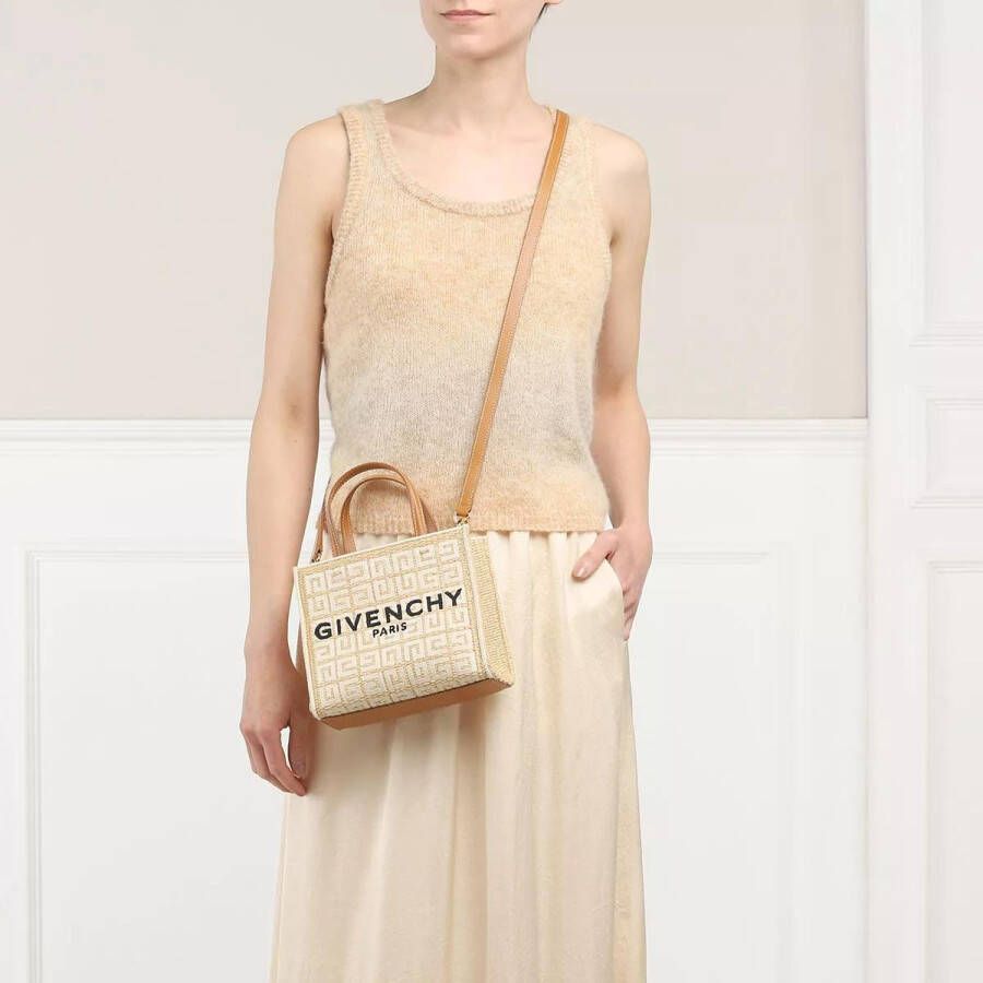 Givenchy Totes Mini G Tote Shopping Bag 4G Embroidered Raffia in beige