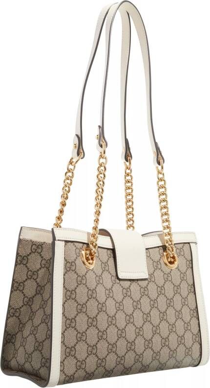 Gucci Shoppers Small GG Supreme Padlock Shoulder Bag in beige