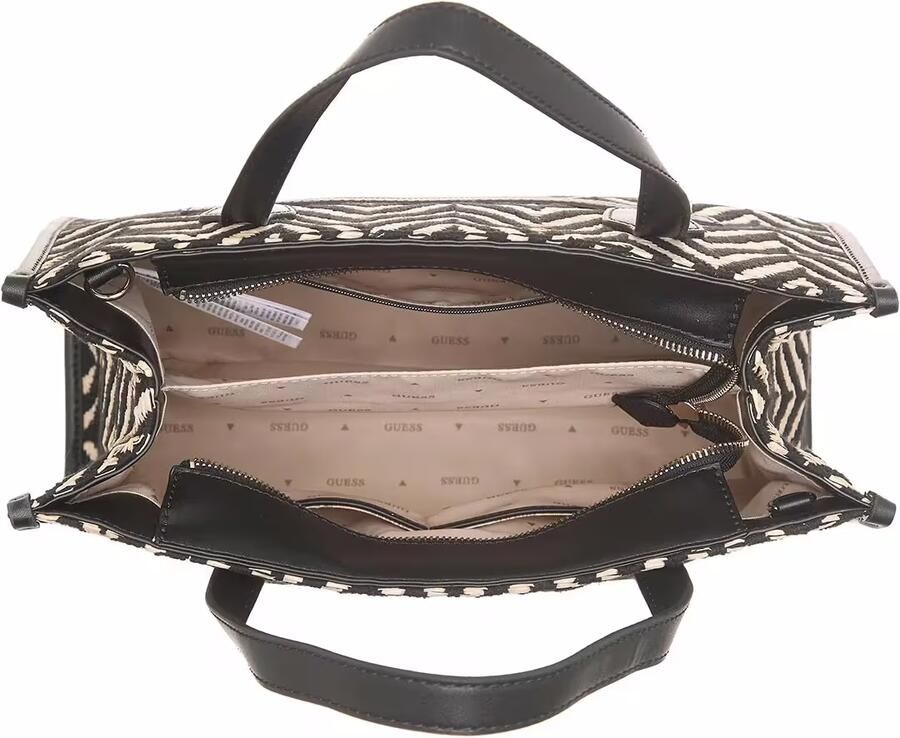 Guess Zwarte Katoenen Handtas Silvana Verstelbare Band Meerdere Compartimenten Black Dames - Foto 4