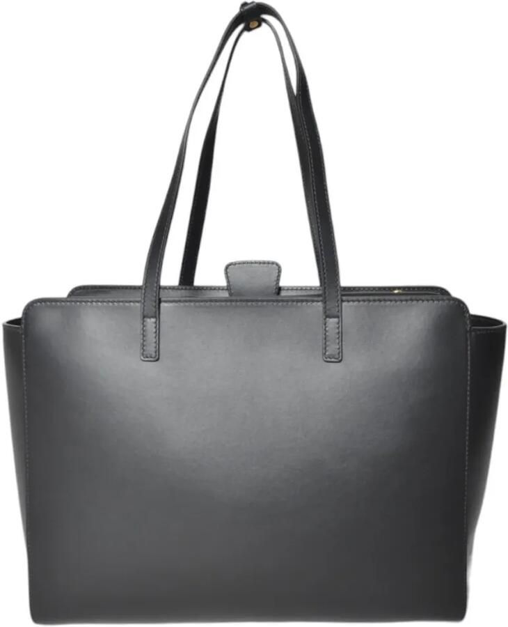 Hidesins Shoppers & Totes Black Leather Flap Shopper Bag L Large in zwart