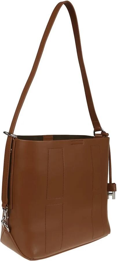 Hogan Hobo bags Soft Calfskin Hobo Shoulder Bag With Removable Pou in bruin