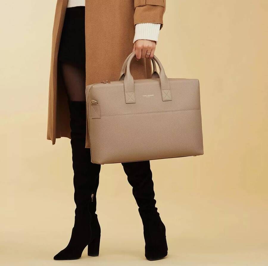 Isabel Bernard Aktetas Honoré Anique Taupe Calfskin Leather Handbag in beige