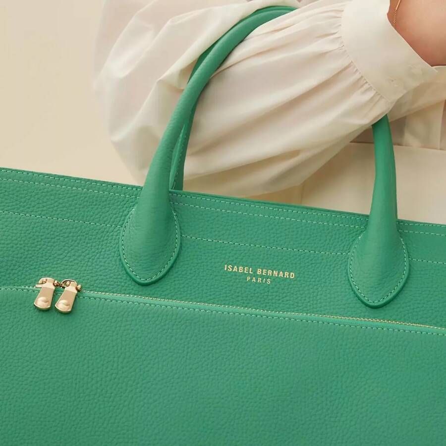 Isabel Bernard Aktetas Honoré Nadine green calfskin leather handbag with in groen