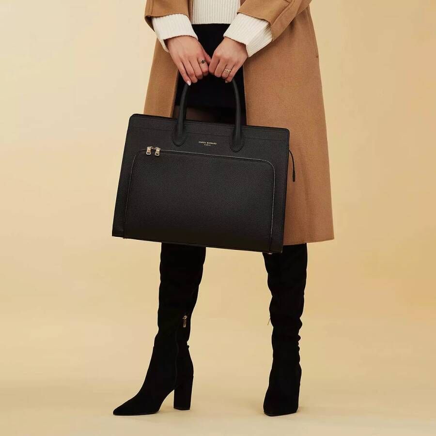 Isabel Bernard Crossbody bags Honoré Nadine Black Calfskin Leather Handbag in zwart