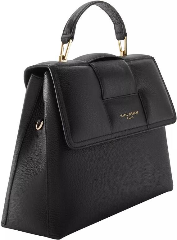 Isabel Bernard Satchels Femme Forte Lacy Black Calfskin Leather Handbag in zwart