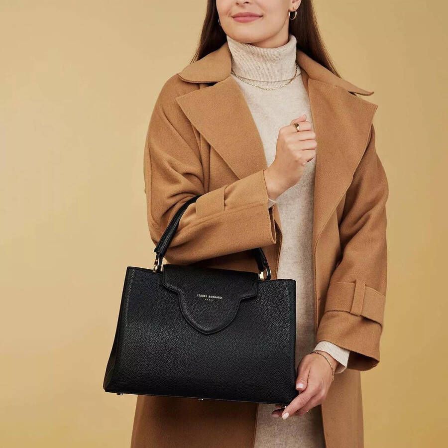 Isabel Bernard Satchels Femme Forte Zarah Black Calfskin Leather Handbag in zwart