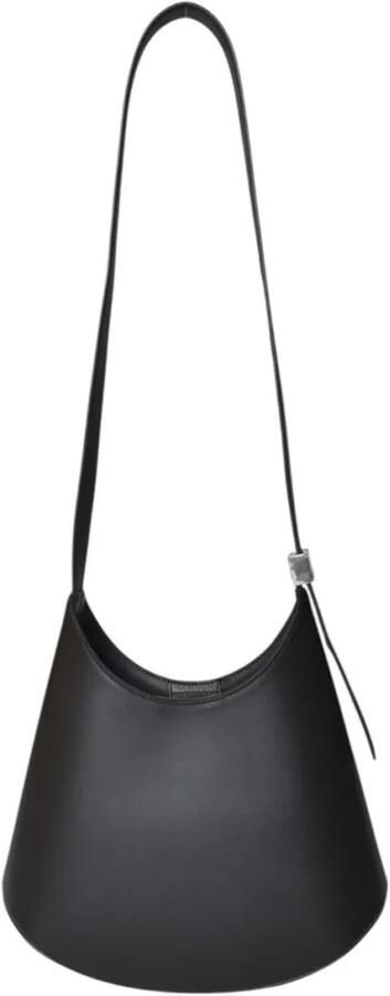 Jil Sander Hobo bags Curved Design Shoulder Bag in zwart