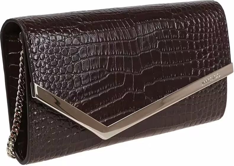 Jimmy Choo Clutches Emmie Clutch In Soft Crocodile-Embossed Calfskin in bruin
