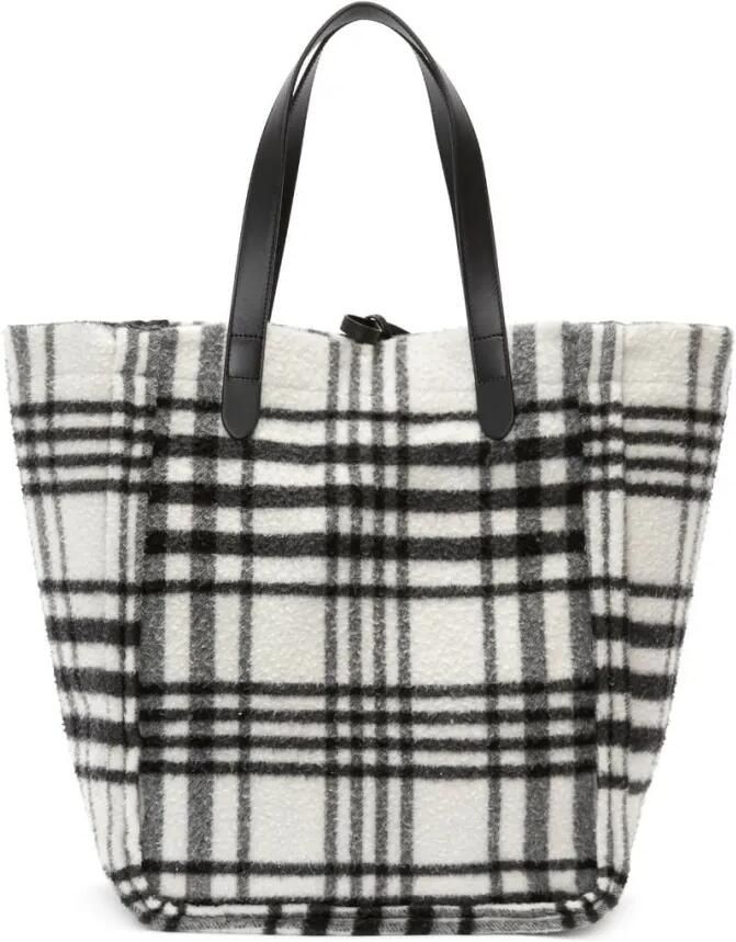 J.W.Anderson Shoppers & Totes Belt Plaid-Check Virgin-Wool Tote Bag in wit