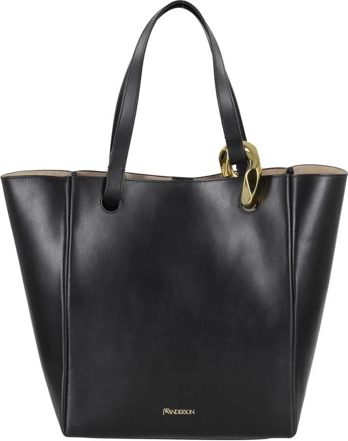 J.W.Anderson Shoppers & Totes Structured Black Leather Corner Tote in zwart