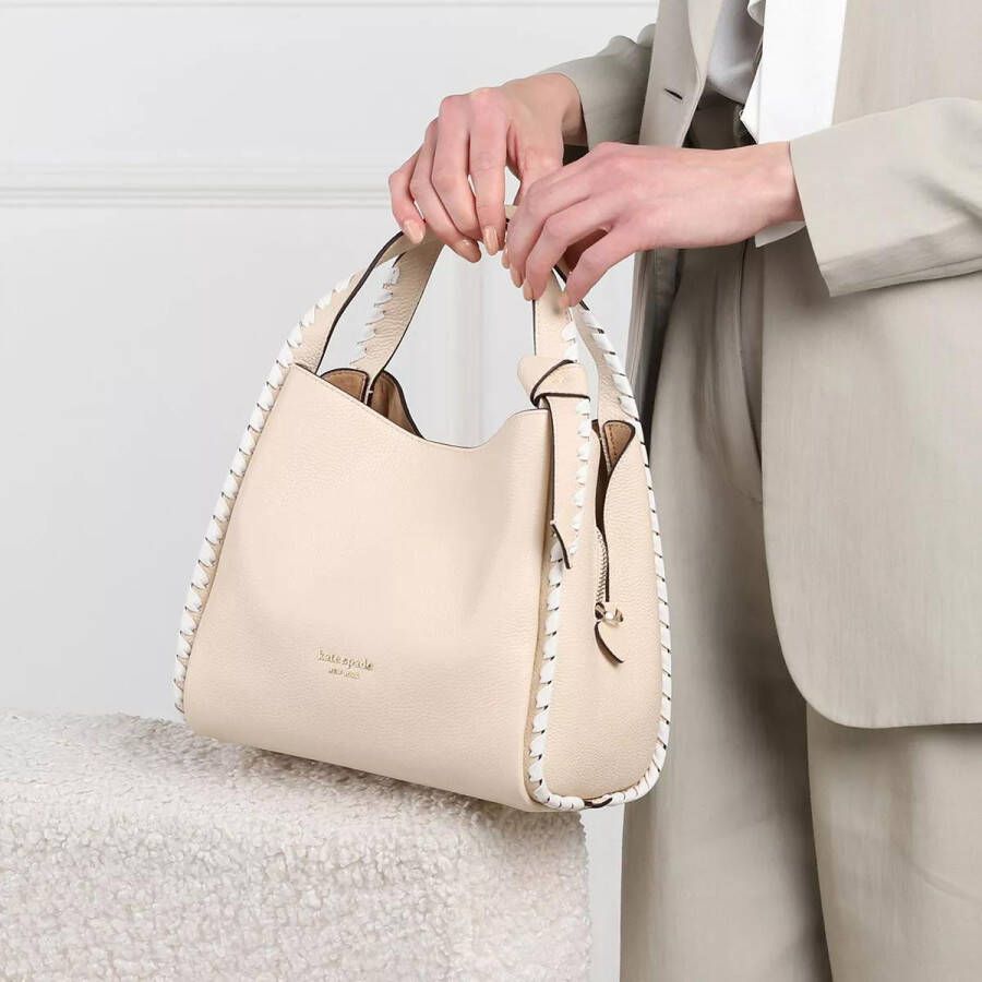 Kate spade new york Totes Knott Whipstitched Pebbled Leather Medium Crossbod in beige