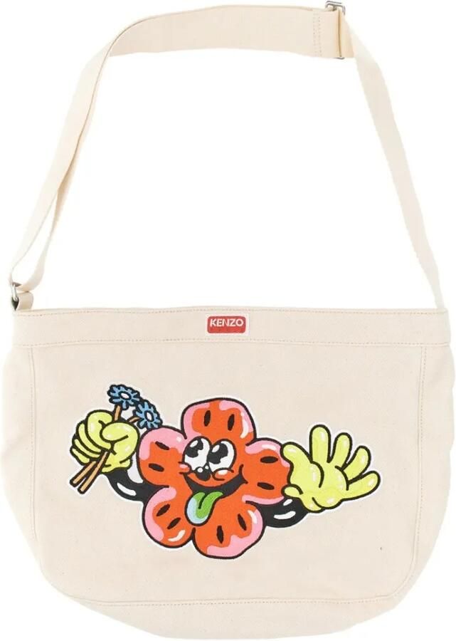 Kenzo Hobo bags Shoulder Bag With Playful Embroidery Design in beige