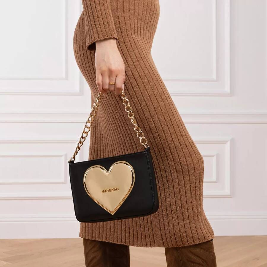 Love Moschino Crossbody bags Golden Heart in zwart