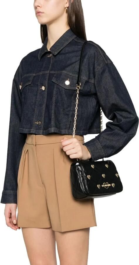Love Moschino Hobo bags Quilted Shoulder Bag With Heart Embellishments in zwart - Foto 8