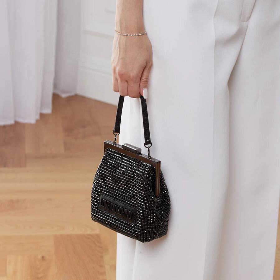 Love Moschino Stijlvolle Zwarte Steen Decoratie Schoudertas Black Dames