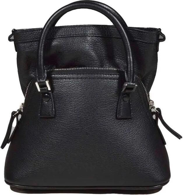 Maison Margiela Hobo bags 5Ac Micro Black Leather Shoulder Bag in zwart