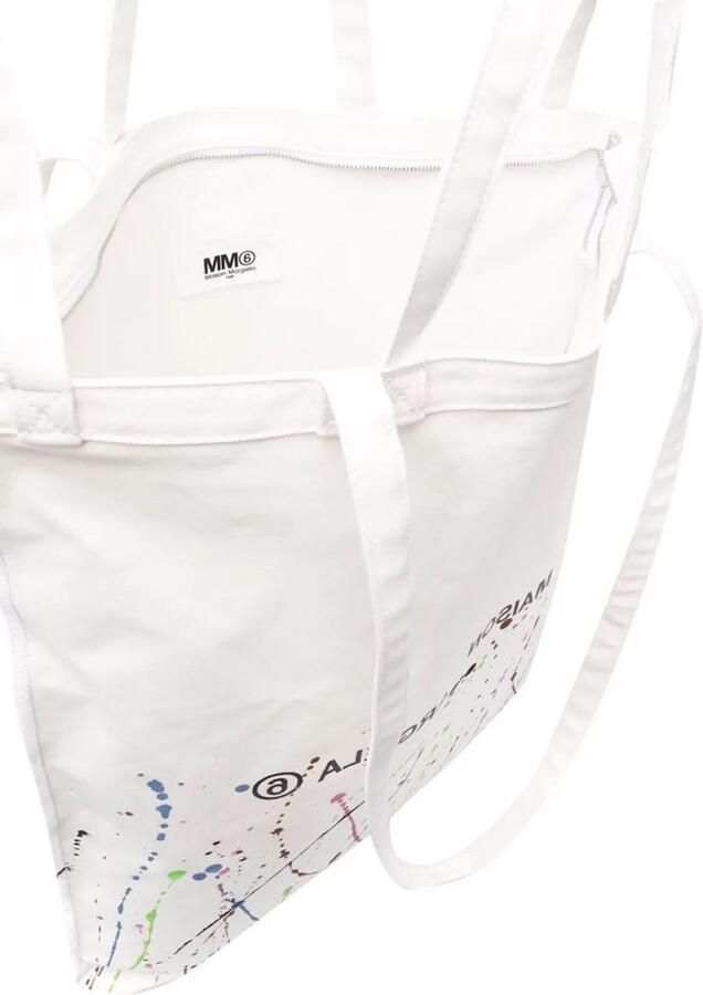 Maison Margiela Shoppers & Totes Mm6 Oversize Logo Tote Bag in wit - Foto 4