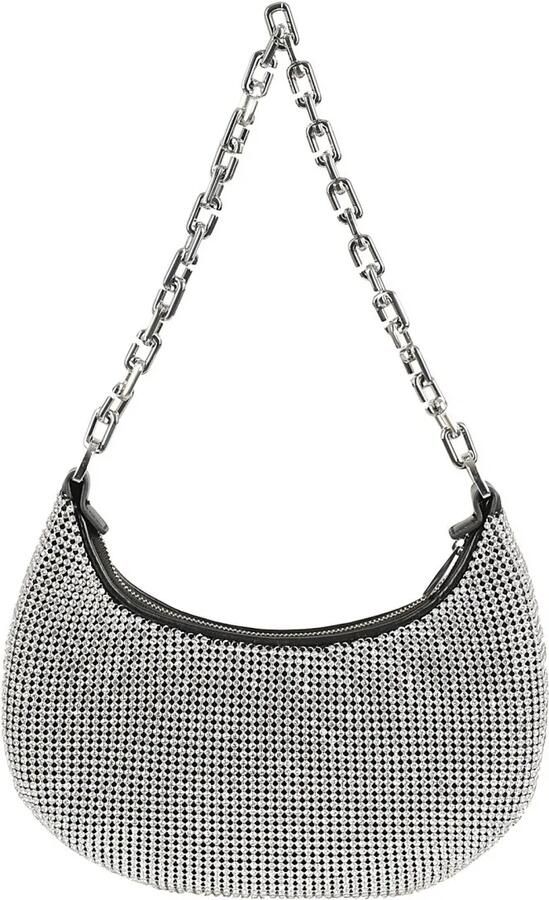 Marc Jacobs Hobo bags Crescent-Shaped Small Curve Bag With Rhinestone Em in staalgrijs