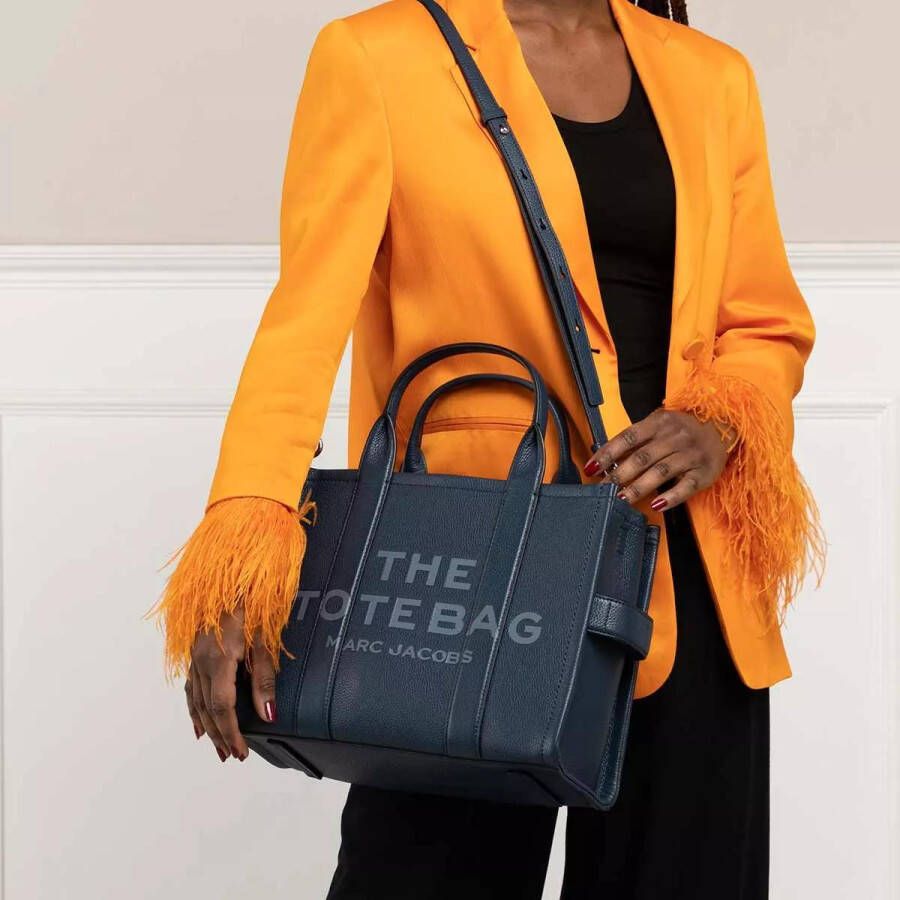 Marc Jacobs Middelgrote Winkeltas met Korrelig Leer en Rits Blue Dames