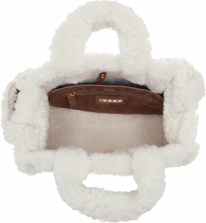 Marni Bruine suède tote tas met shearling Brown Unisex - Foto 3