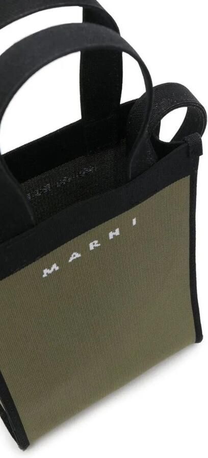 Marni Shoppers & Totes Logo Knit Crossbody Tote Bag in groen
