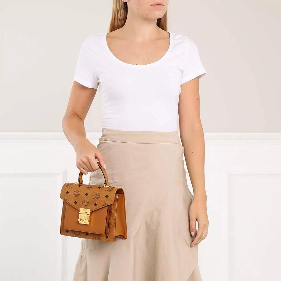 MCM Satchels Tracy Vi Satchel Sml Co One Size in cognac