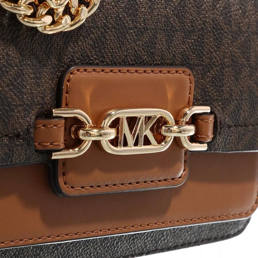 Michael Kors crossbody tas Heather XS met logoprint donkerbruin cognac