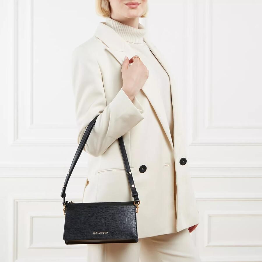 Michael Kors Leren Crossbody Tas met Gouden Hardware Black Dames