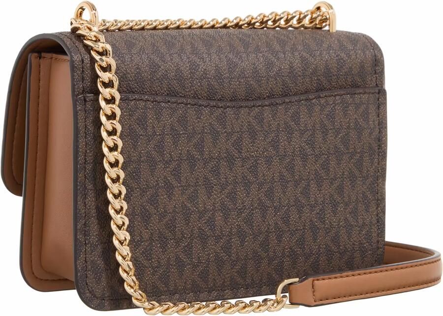 Michael Kors Schoudertas met kettinghandvat en logo Brown Dames